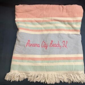Striped Cotton Beach Towel with Fringe